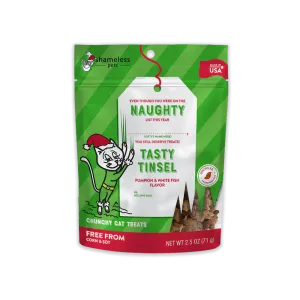 Shamless Pets Naughty Tasty Tinsel Pumpkin & Fish Crunchy Cat Treats (2.5 oz)