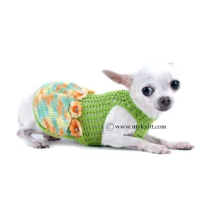 Summer Dog Dress Green Yellow Flower DF15