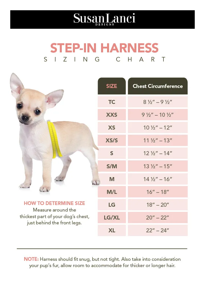 ultra-suede step in harness with bow - black