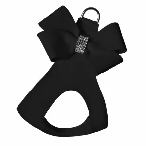 ultra-suede step in harness with bow - black