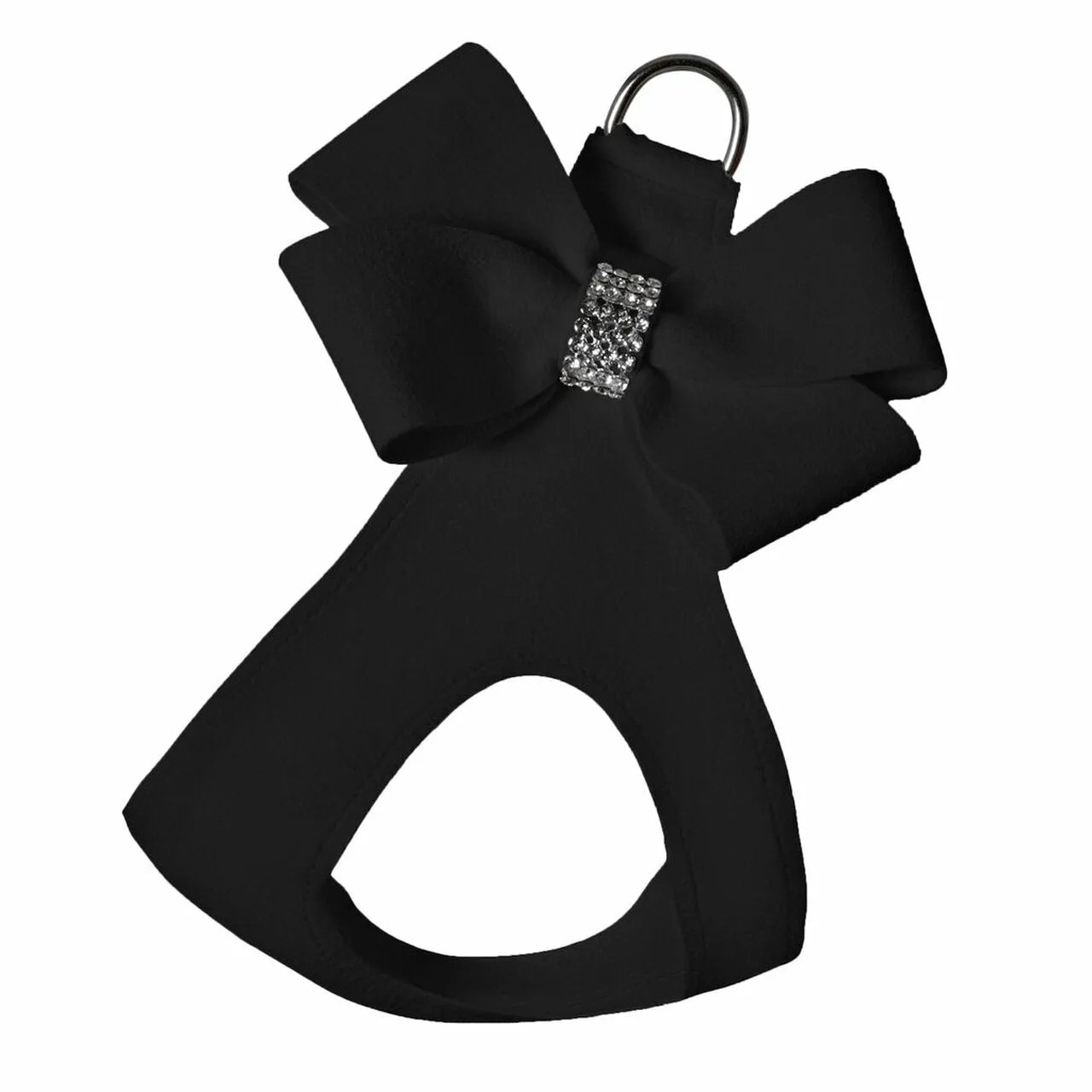 ultra-suede step in harness with bow - black