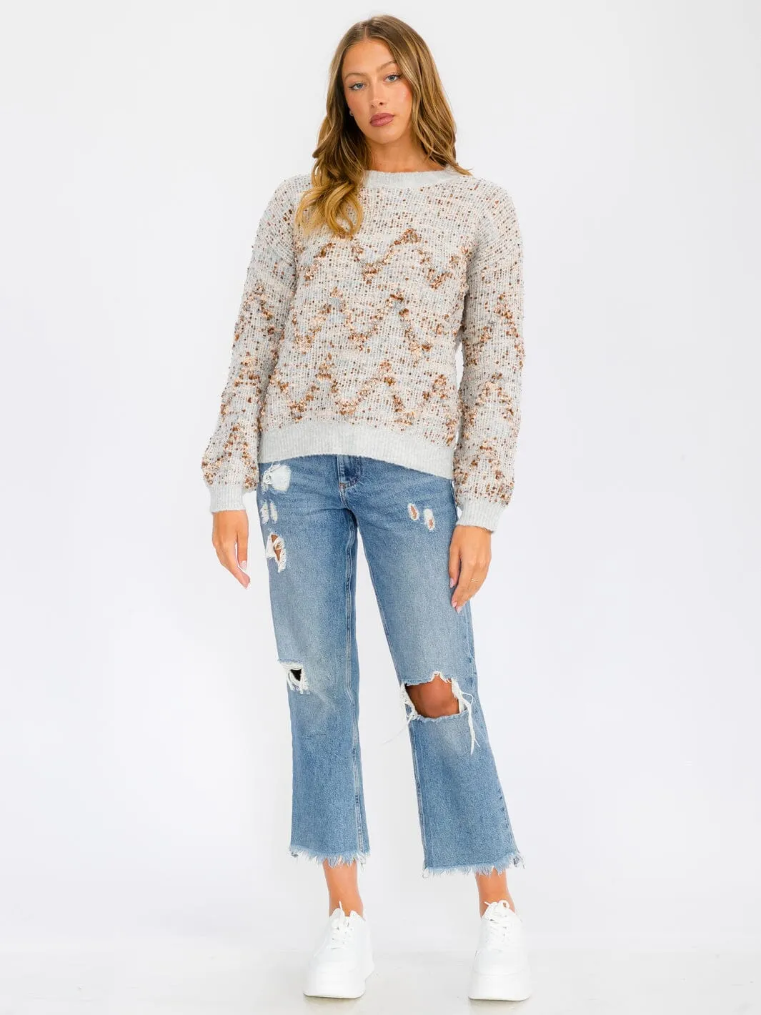 Women's Long Sleeve Round Neck Pullover Sweater