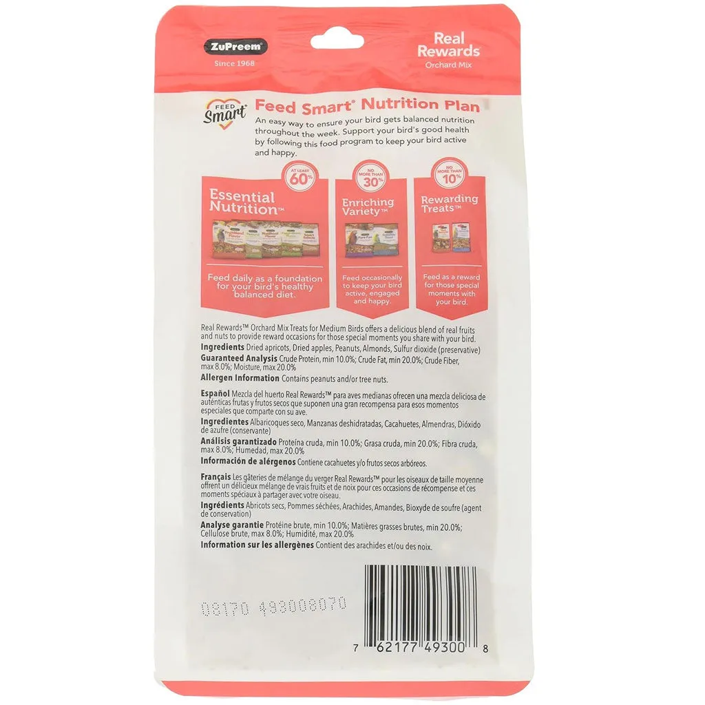 ZuPreem Real Rewards Orchard Mix Medium Bird Treats, 6-oz